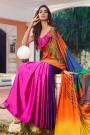 Multi Colour Satin Silk Designer Peacock Saree