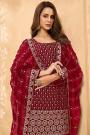 Pinkish Red Embroidered Georgette Sharara Set