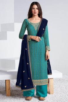 Light Blue Georgette Embroidered Salwar Suit