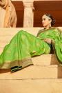 Light Green Patola Soft Silk Saree With Zari Motifs