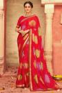 Red Bandhani Print Chiffon Saree