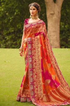 Multicolour Banarasi Silk Embellished Saree
