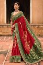 Red Banarasi Silk Embellished Saree