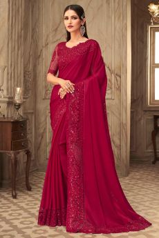Crimson Designer Silk Embellished Saree
