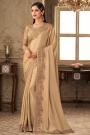 Beige Designer Silk Embellished Saree