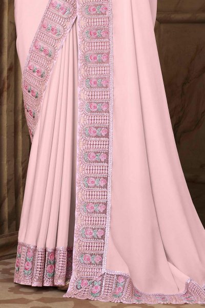 Lilac Designer Silk Embellished Saree