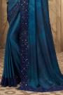 Navy Blue Designer Silk Embellished Saree
