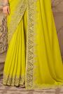 Yellow Designer Silk Embellished Saree