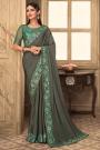 Olive Green Designer Silk Embellished Saree
