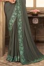 Olive Green Designer Silk Embellished Saree