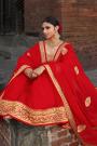 Red Georgette Embellished Anarkali Suit With Dupatta