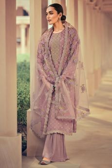 Lilac Silk Embroidered Suit