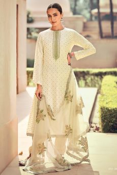 Off White Silk Embroidered Suit