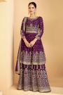 Purple Embellished Georgette Suit With Sharara