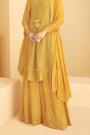 Yellow Embellished Georgette Suit With Sharara