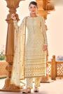 Cream Georgette Embellished Suit With Palazzo