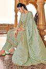 Pista Green Georgette Embellished Suit With Palazzo