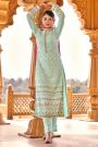 Pastel Blue Georgette Embellished Suit With Palazzo