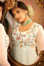 Off White Net Embroidered Anarkali Suit With Dupatta