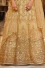 Gold Beige Net Embellished Anarkali Dress With Dupatta