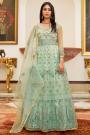 Pastel Blue Net Embellished Anarkali Dress With Dupatta