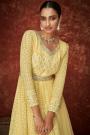Yellow Embellished Georgette Anarkali Suit With Dupatta