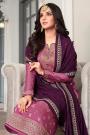 Purple Jacquard Silk Embellished Suit