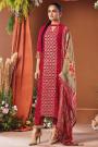Ready To Wear Red Silk Embroidered Suit