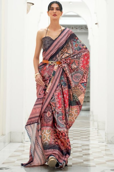 Multicolour  Silk Designer Printed Saree