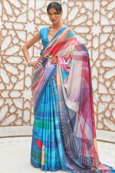 Multicolour Silk Designer Printed Saree