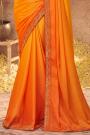 Orange Ombre Bordered Silk Saree