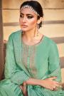 Aqua Green Silk Embroidered Anarkali Churidar set