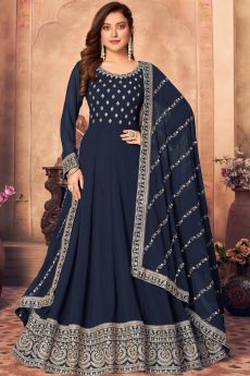 Buy Dark Green Georgette Embroidered 