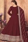 Maroon Georgette Embroidered Anarkali With Dupatta