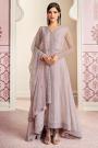 Lilac Silk Embroidered Anarkali With Dupatta