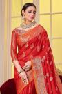 Red Silk Zari Weaved Banarasi Saree