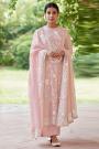 Light Pink Pure Organza Tusser Silk Embroidered Suit