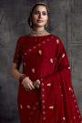 Red Silk Embroidered Bordered Saree