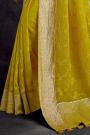 Lemon Yellow Organza Silk Embroidered Bordered Saree
