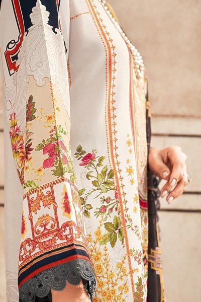 Off  White Multicolour Printed Luxurious Lawn Palazzo Suit