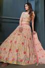 Ready To Wear Peach Embroidered Georgette Lehenga Set