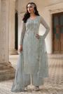 Powder Blue Embellished Net Suit With Palazzo