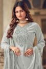 Powder Blue Muslin Suit With Palazzo
