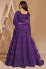 Purple Net Embellished Lehenga Choli Set