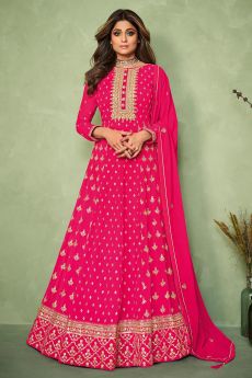 Pink Georgette Embroidered Anarkali Gown
