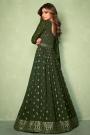 Mehendi Green Georgette Embroidered Anarkali Dress With Skirt
