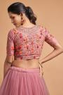 Blush Pink Net Embroidered Lehenga Choli Set