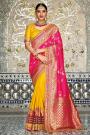 Yellow & Pink Banarasi Silk Saree
