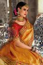 Orange & Cream Banarasi Silk Saree