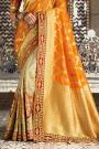 Orange & Cream Banarasi Silk Saree